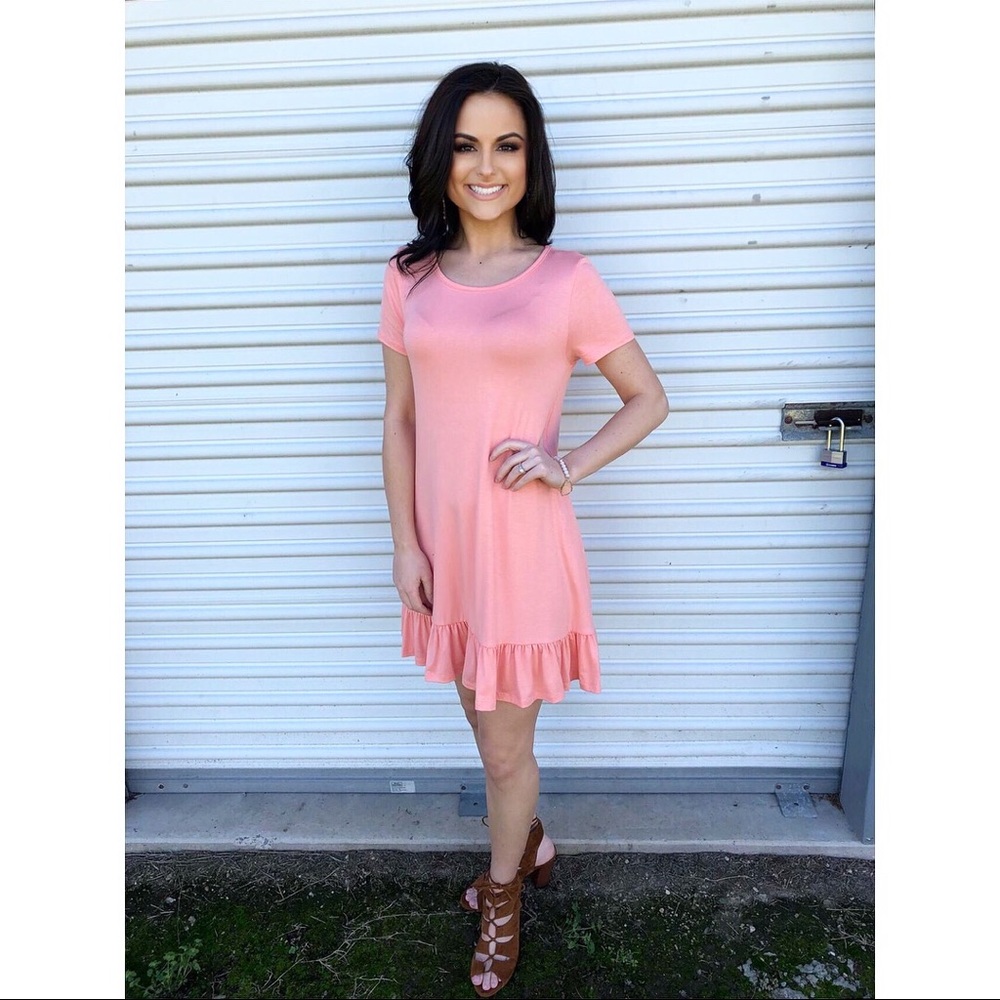 Peach T-Shirt Ruffle Dress 🍑 spring sale